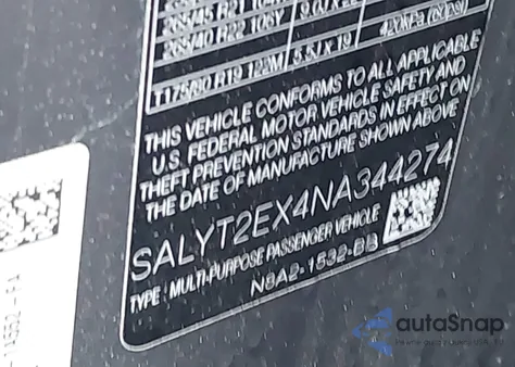 2022 Land Rover Range Rover Velar P250 R-Dynamic S z USA, uszkodzony, nr VIN SALYT2EX4NA344274